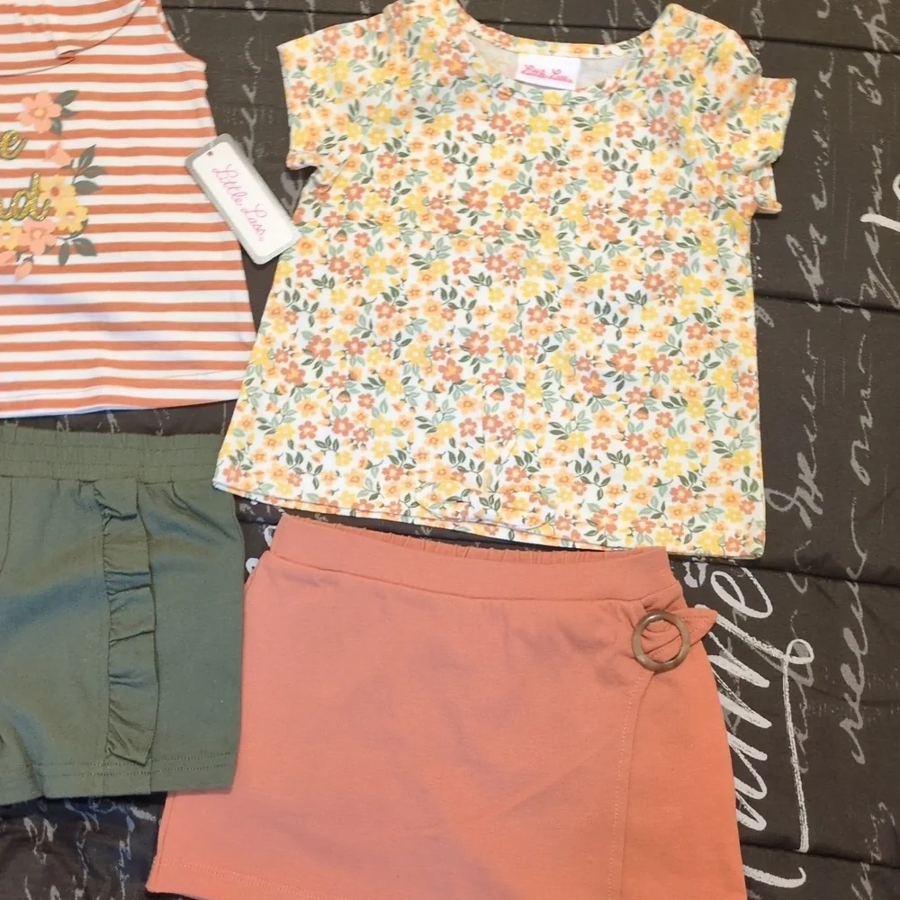 Little Lass 6 PC Tops/Shorts Multicolor/Solid 3T - Picture 9 of 9